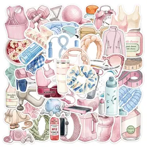 50pcs Pink Lifestyle & Office Stickers, High-Value, Positive Energy Gift for Decorating Journals, Scrapbooks, Computers, Water Bottles, Cars, Etc.