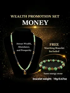 Buy 1 Get 1 Money Attracting Necklace Set with Aventurine and Tiger Eye Pendant, Wealth Prosperity Crystal Jewelry Gift for Men and Women