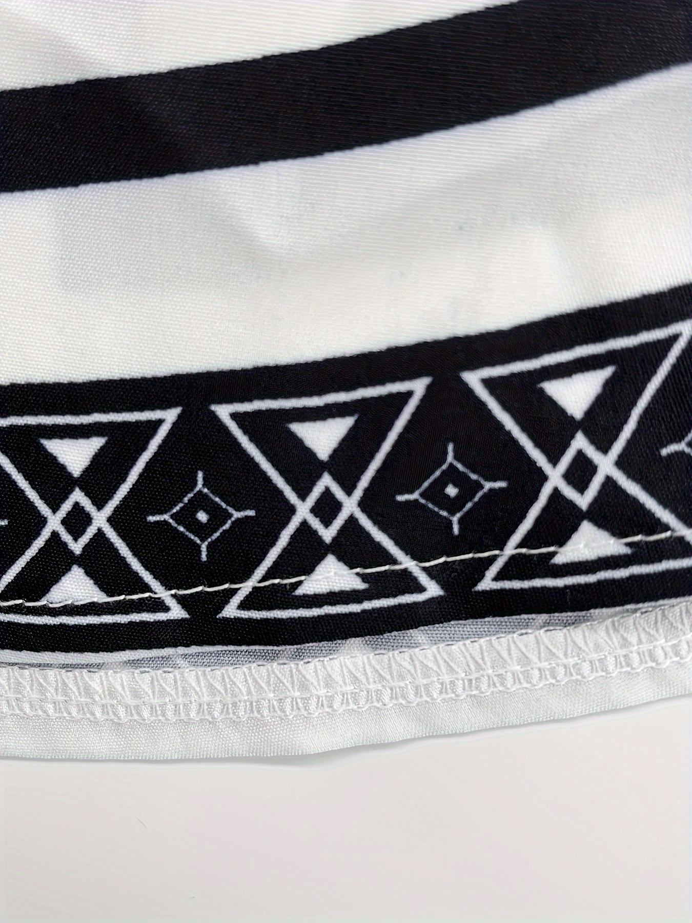 Men's summer geometric pattern casual vacation short sleeved shirt and shorts set