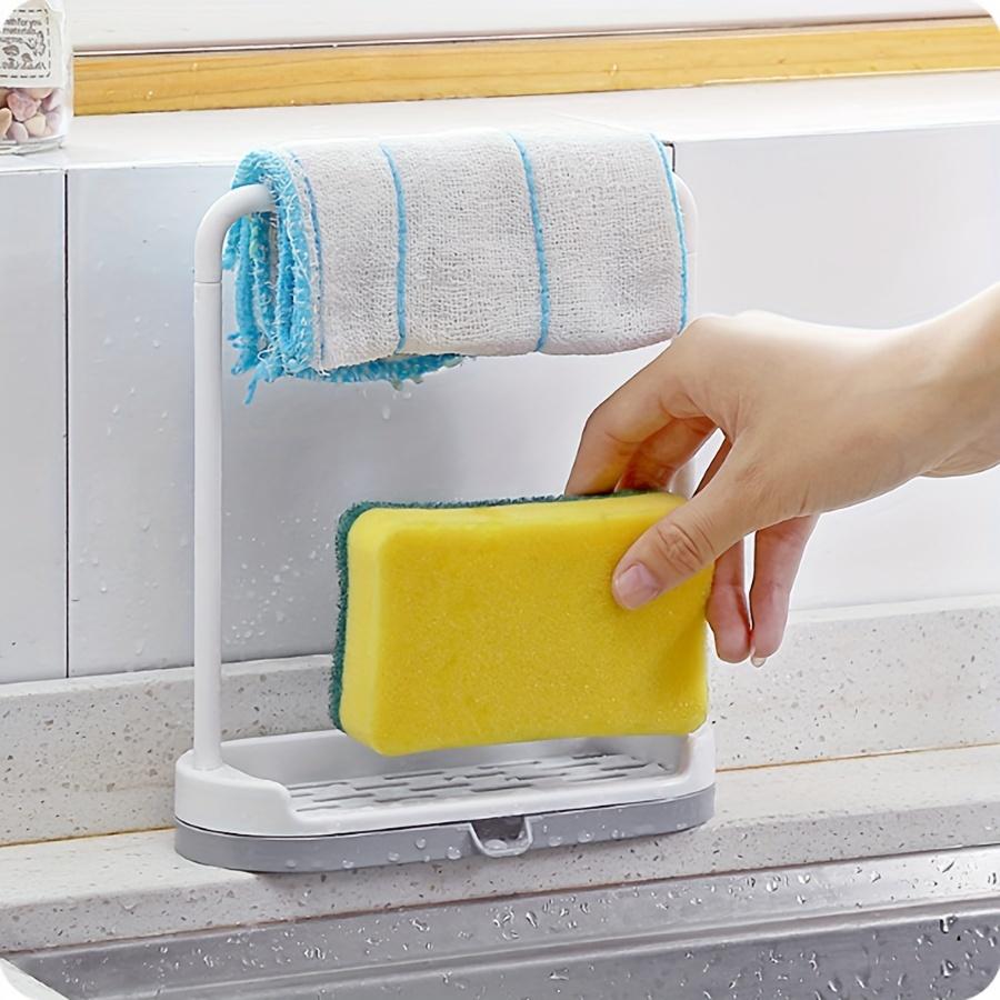 Easy-Install Kitchen Sink Organizer - No-Drill, Space-Saving Storage Rack for Dishcloths & Towels with Drain Basket