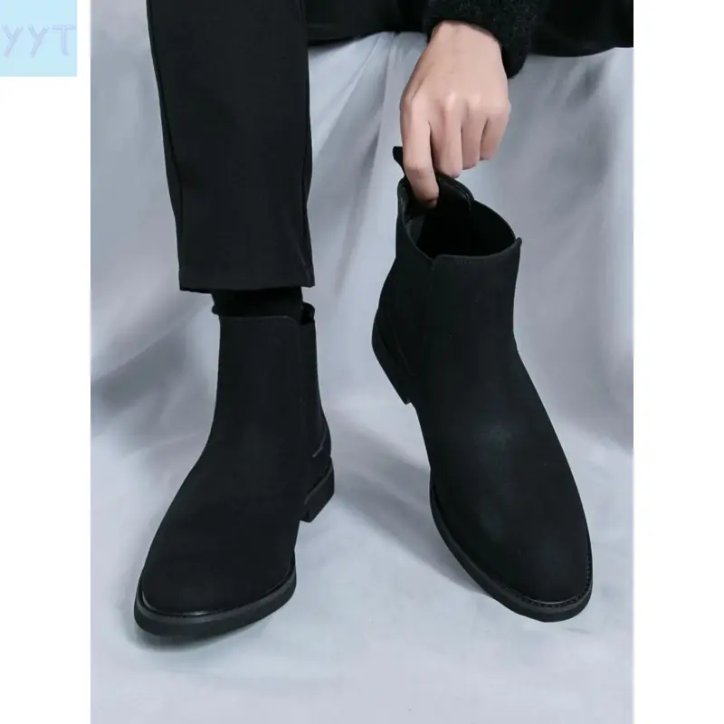 YYT1 Men's Fashionable Solid Color Chelsea Boots, On Boot, Ankle Boots, Casual Comfortable Boots Daily Wear, Fashion Shoes Party, Daily Clothing Decor Men, Boy, Footwear, Campus Boots