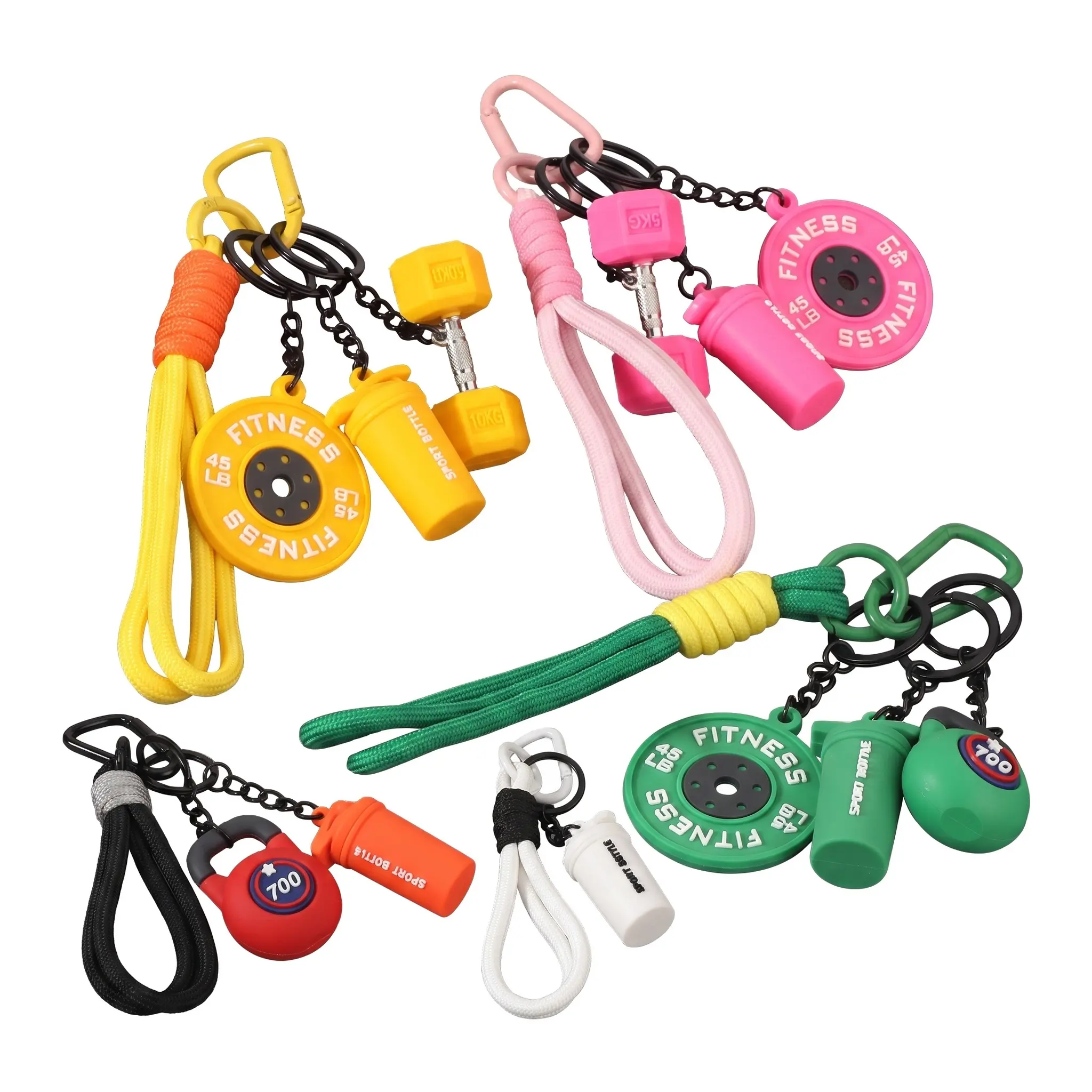 Wholesale Creative Mini Fitness Barbell Plate Keychain – Sports-Themed Charm for Couples, Cute  Gym Accessories for Men Women  gift high quality fashion jewelry jew lery Durable Nylon Lanyard Fun Touch Backpack Athletic Fun Touch Durable Nylon Lanyard