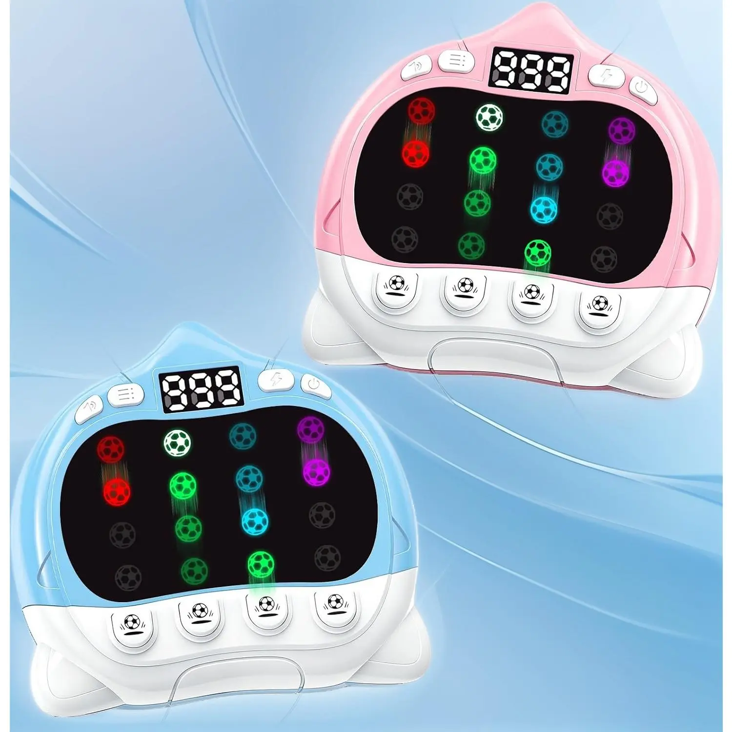 2 Pack Light Up Quick Push Fidget Toy, Pop Soccer Sensory Game Toy with 4 Modes, Handheld Multiplayer Travel Game, Road Trip Car Game, Birthday Gift for Boys Girls