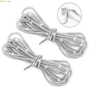 2-Pack Glitter Rope Laces – Rhinestone Fashion Drawstrings for Shoes, Hoodies & Trunks, Long 47in Sparkly Cords for DIY Styling & Daily Accessories
