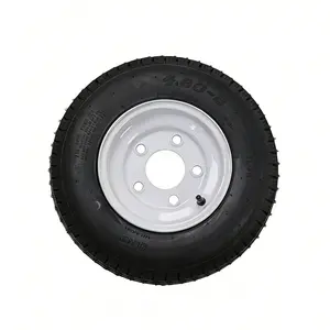 Heavy Duty Trailer Tires with White Steel Rims 2-Pack , 6 Ply Load Range C, 4 Lug Bias Trailer Wheel, All-Weather Pre-Mounted Tire for Utility Boat Camper Cargo Trailers