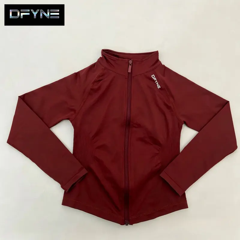 Dfyne Women's Full-Zip Sports Jacket, Slim Fit Long Sleeve Performance Outerwear with Thumb Holes for Yoga & Running, Full-Zip Women's Sports Jacket, Long Sleeve Zip Top Women's Sports Jacket