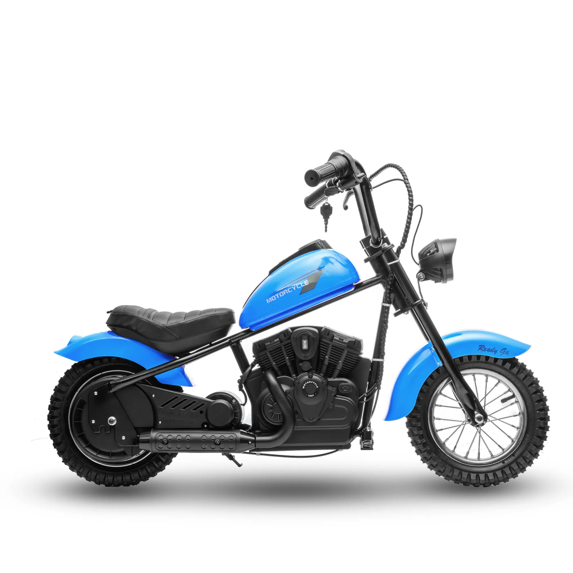 Electric Motorcycle for Kids, 24V 250W Dirt Bike, Two Speed Max Up to 14MPH & 60 Minutes Continuous, with Led Lights, Leather Seat, Rear Brake, Electric Motorbike for Kids/Teens, Blue