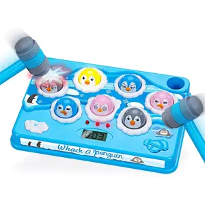 Pound-A-Penguin Game, Screen-Free Interactive Pounding Toy with 2 Soft Hammers - Safe Toddler Hammer Toy for 1-3 Years, Kids Ages 2-8, 4 Speed Modes & Score Display