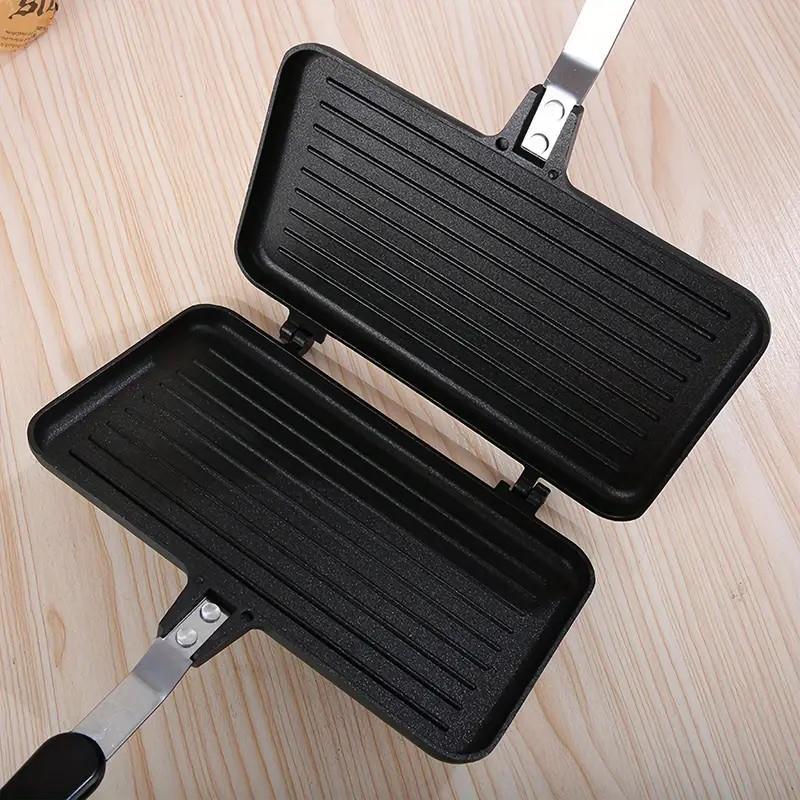 Non-stick Sandwich Press, Sandwich Toaster, 1 Count Double-sided Heat-resistant Handle Sandwich Baking Pan, Kitchen Appliances, Multi-functional Breakfast Pan for Home & Outdoor, Sandwich Maker