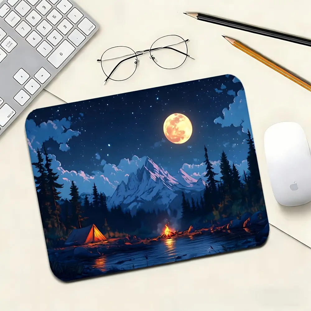 Full Moon Mountain Wild Mouse Pad, Fashionable Artistic Aesthetics, Design-inspired Desktop Decoration, Rubber Non-slip Gaming Mat