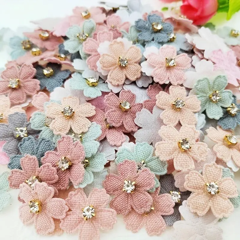 100pcs Sparkling Rhinestone Flower Appliques, Flower Rhinestones, 0.91inch - Assorted Colors for DIY Clothing, Hats, Hair Accessories & Crafts
