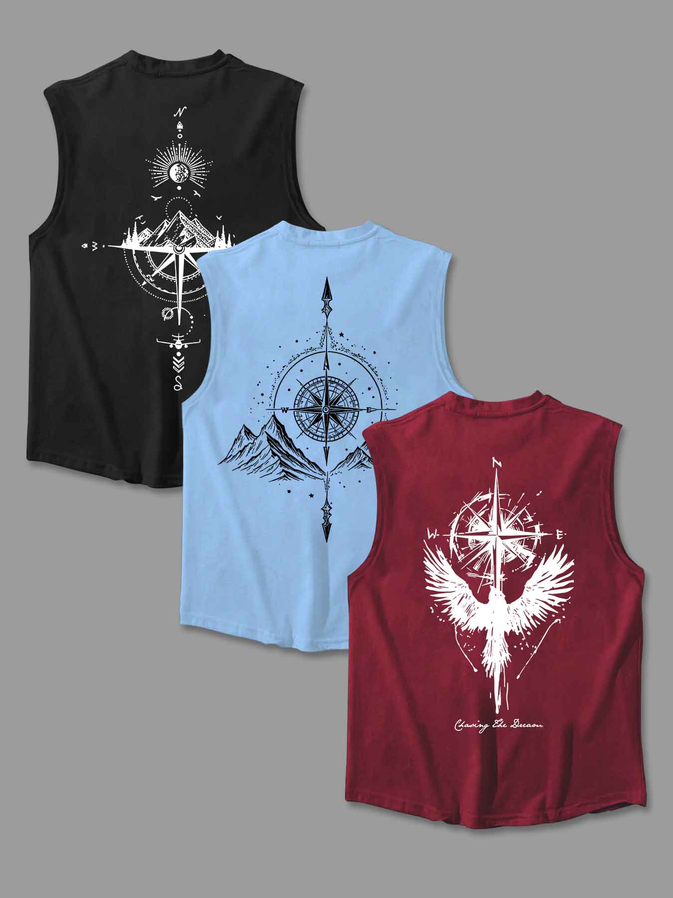 Men's Graphic Print Round Neck Vest Tank Top, Casual Sleeveless Top for Summer, Men's Clothes for Daily Wear