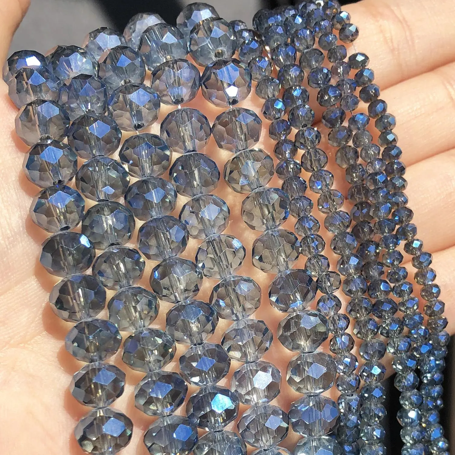 Faceted AB Clear Glass Crystal Rondelle Beads Loose Beads For Jewelry Making DIY Bracelets Necklace Strands 4/6/8/10/12/14mm