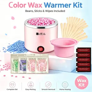 Viilife Complete Waxing Kit for Sensitive Skin, Portable 200cc Wax Heater, Includes Hard Wax Beads, Wooden Sticks & Wet Wipes