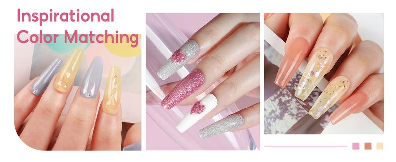 Acrylic Nail Kit with Drill and U V Light, Professional Nail Kit Acrylic Set for beginners with Everything 3PC Powder 24PC Glitter Fake Tips Decoration Nails Set DIY Home Salon