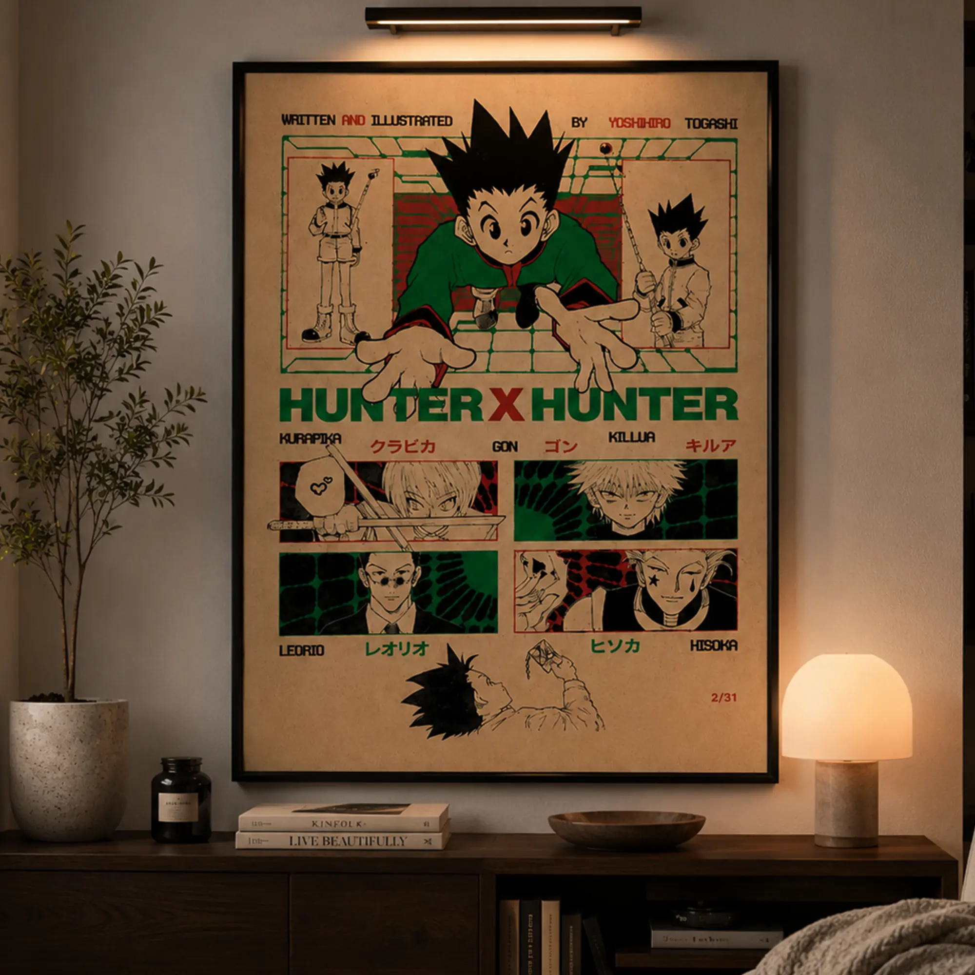 Hunter x Hunter Gon Anime Manga Poster - Artistic Home Decor Wall Art Print, Vintage Style, Framed/Unframed Room Accent, Ideal Gift for Anime Fans