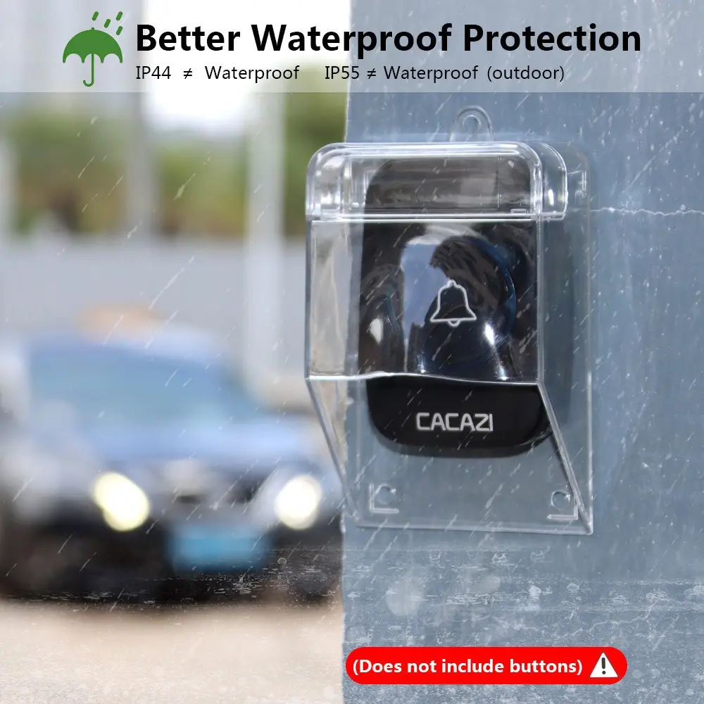 1PC Waterproof Doorbell Protection Cover, Transparent Acrylic Material, Wireless Doorbell Waterproof and Dustproof , suitable for most wireless doorbells, long service life, Suitable for gardens/outdoor/ villas/ garages/shops.