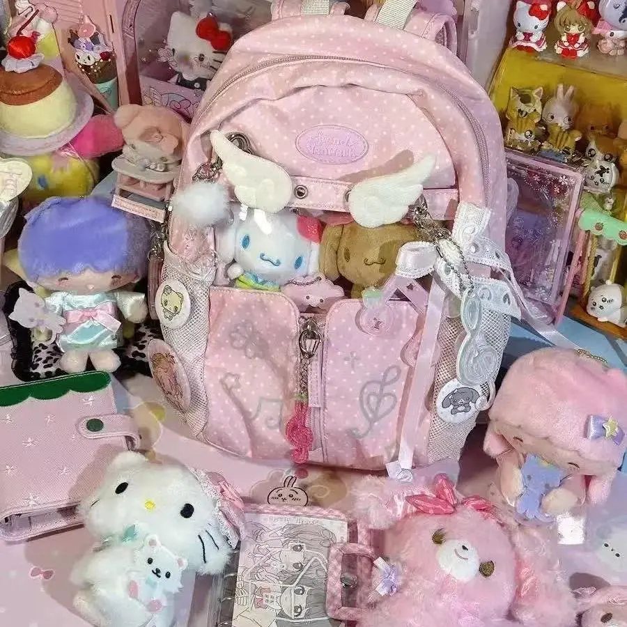 Harajuku Sweet and Cute Ulzzang Y2K Ita Bag  Polka Dot Star School Bag Niche Versatile Casual Women's Large-capacity Backpack