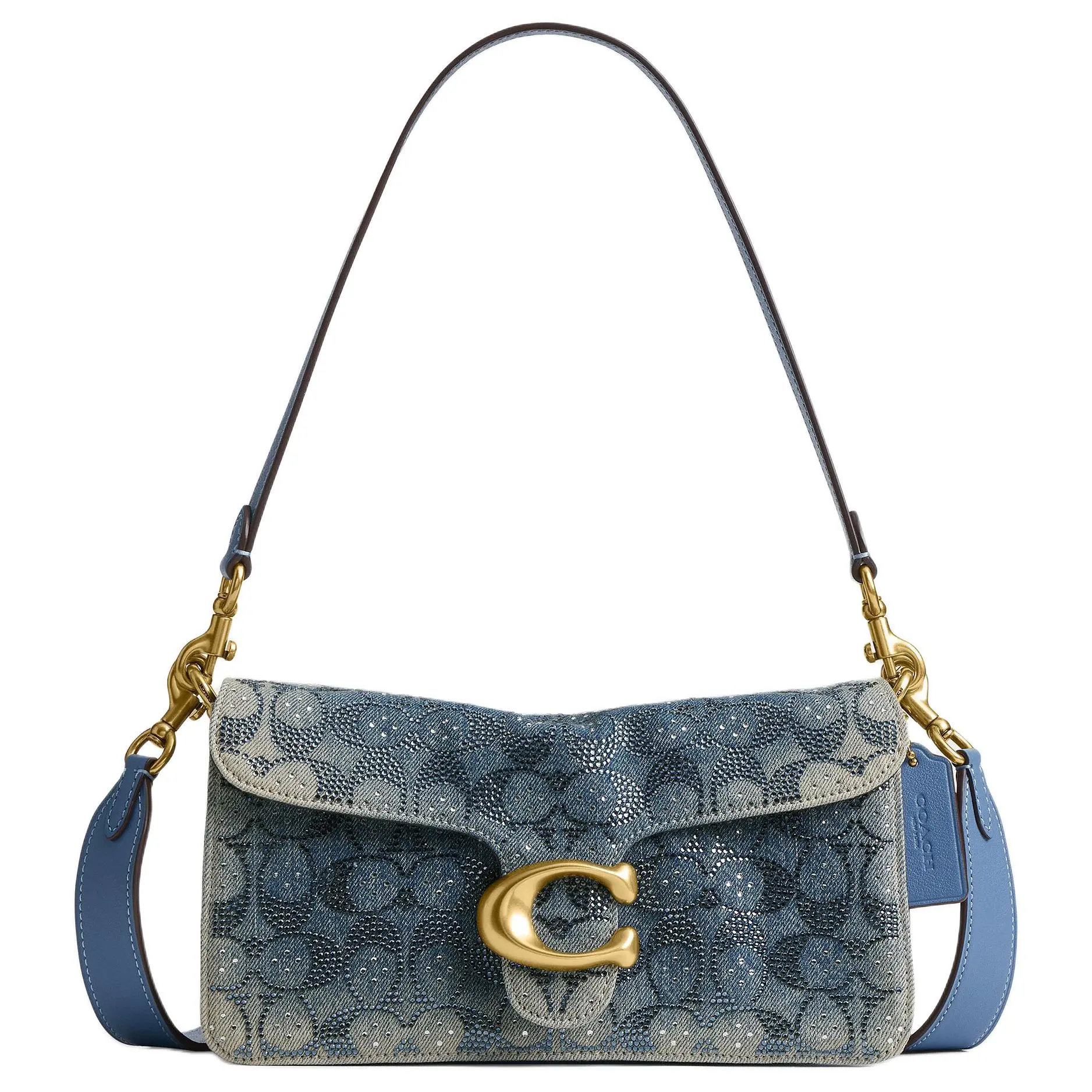 COACH Tabby 26 Crystal-Embellished Canvas Crossbody Bag for Women, Denim Blue