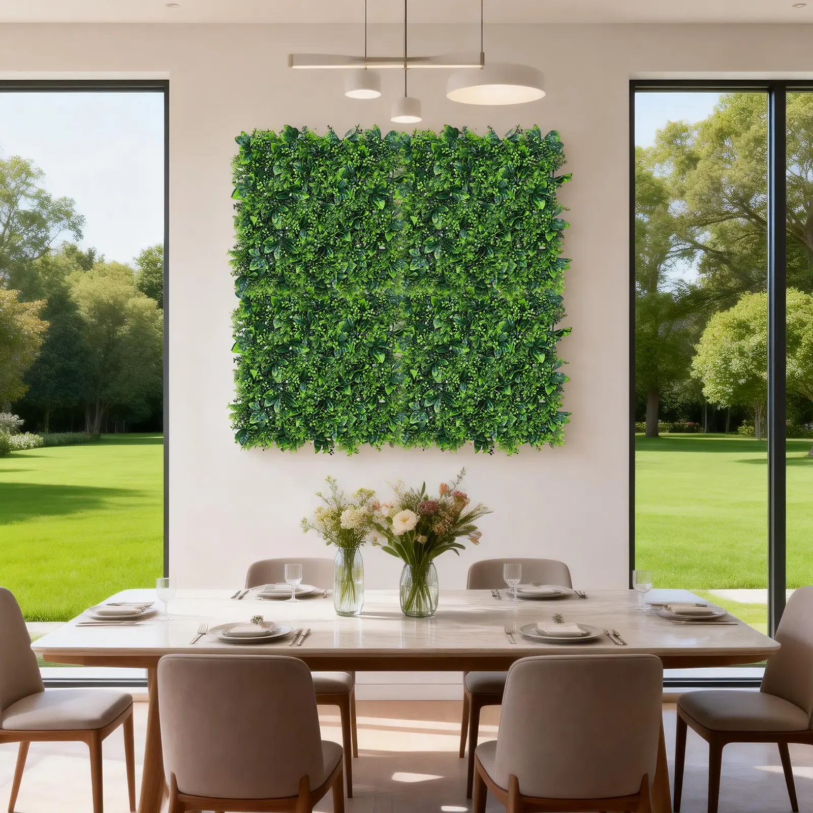 Artificial Greenery Wall Panels – Realistic Faux Plant Backdrop, Botanical Leaf Accent for Home Décor, Wedding, Party, DIY Living Room Wall Decoration, Set of 12, 50x50cm