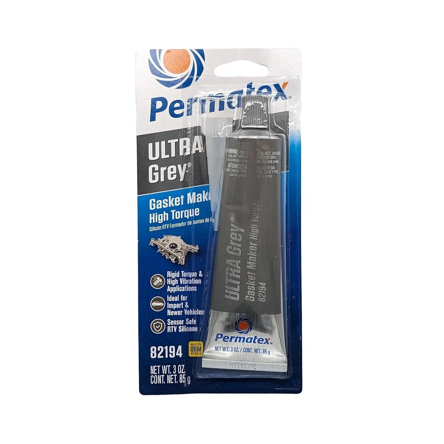 Permatex 82194 Ultra Grey Rigid High-Torque RTV Silicone Gasket Maker, 3.0 oz.