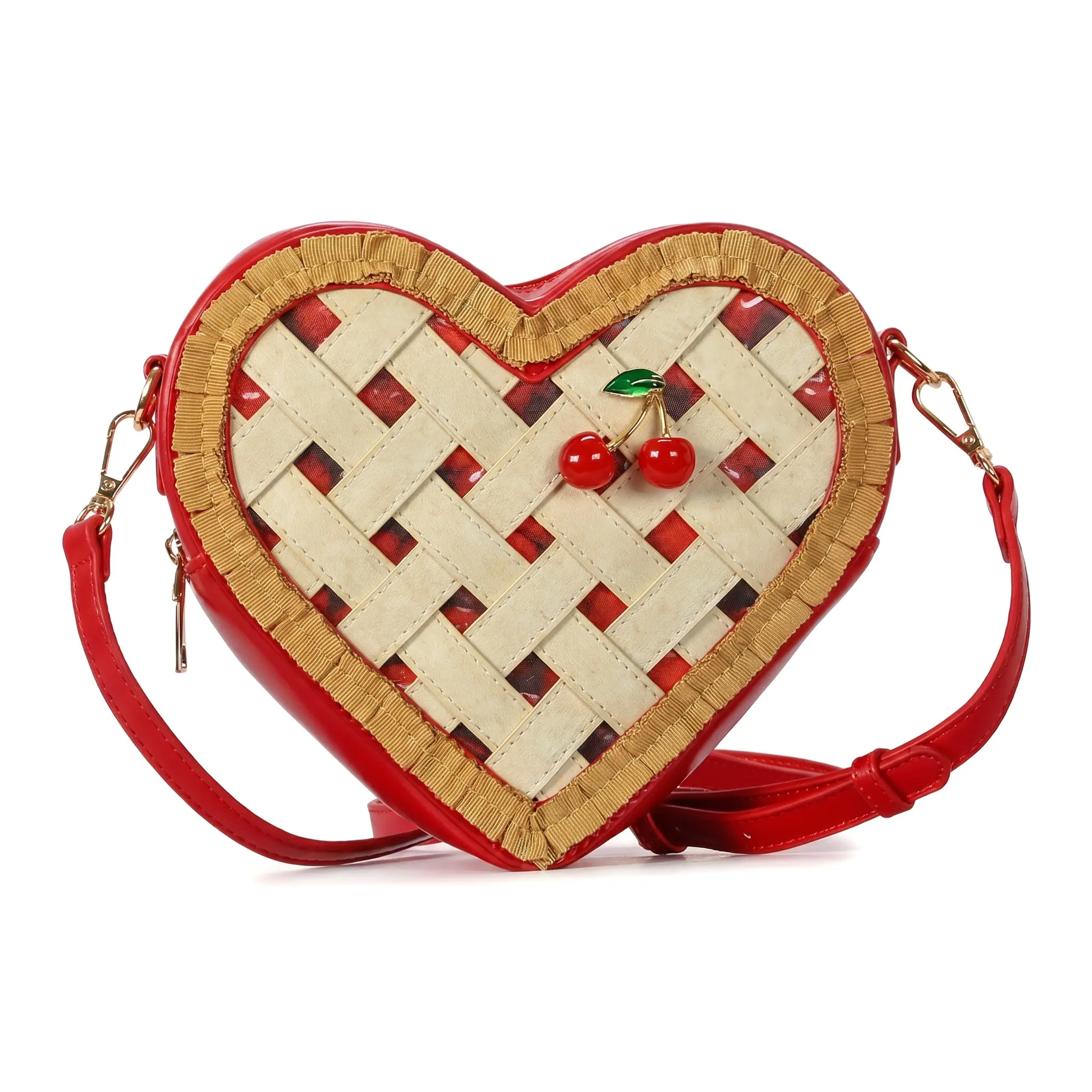 Women's Cute Colorblock PU Leather Crossbody Bag, Heart Shape Woven Design with an Adjustable Strap, Zipper Closure and Chain Accent for Daily Casual Wear, Chain Detail, Candy-Inspired Color Accents, Basic, Brunch Dates, Elegant, Holiday, Cloth, Minimalis