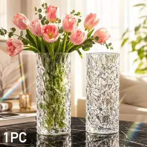 1 Piece，Crystal Glass Vase, Elegant Home Decor, Modern Plant Holder, Perfect for Fresh Flowers, Dining Table Centerpiece, Contemporary Living Room Design