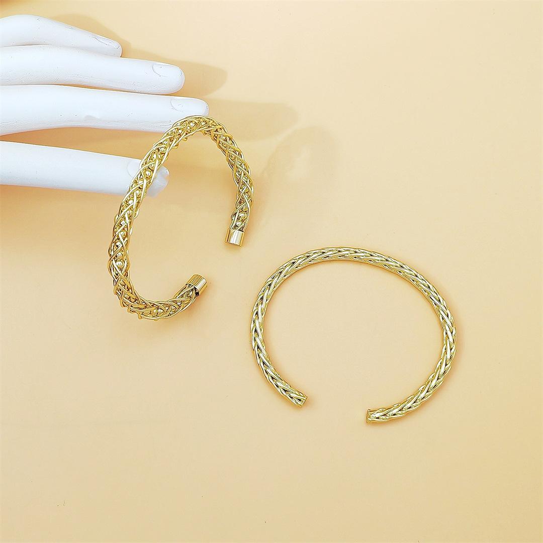 Chinese Style Braided Couple Bracelet Set, Handmade Twist Open Cuff Bangle for Men & Women, Trendy Modern Aesthetic Jewelry, Lightweight & Stylish for Daily Wear & Matching Outfits