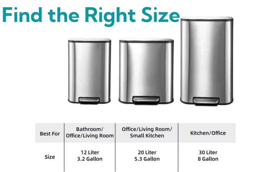 【GARVEE】Versatile GARVEE Stainless Steel Trash Cans: Stylish 3.2, 5.3, 8, and 50 Liter Options with Soft Close Lids and Inner Buckets for Functional Kitchen, Office, and Home Waste Solutions. 【GARVEE】Versatile GARVEE Stainless Steel Trash Cans: Stylish 3.2, 5.3, 8, and 50 Liter Options with Soft Close Lids and Inner Buckets for Functional Kitchen, Office, and Home Waste Solutions.