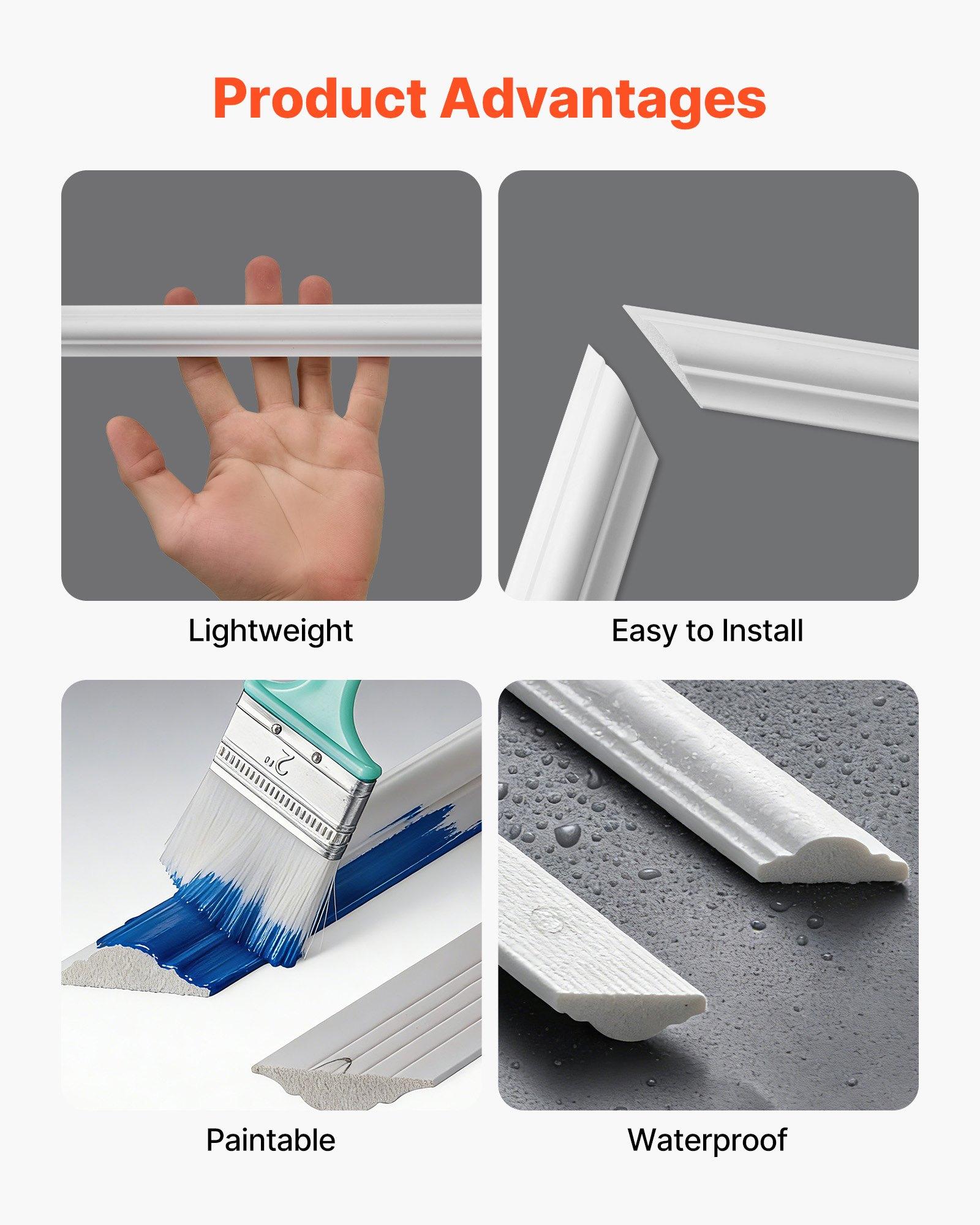 VEVOR Wall Molding 3 Pack, Wainscoting Panels Kit, Lightweight Paintable Polystyrene, Easy to Install Accent Wall Trim for Interior Décor Living Room, Bedroom, Home, White (31x63 + 31x24 in) VEVOR Wall Molding 3 Pack, Wainscoting Panels Kit, Lightweight Paintable Polystyrene, Easy to Install Accent Wall Trim for Interior Décor Living Room, Bedroom, Home, White (31x63 + 31x24 in)