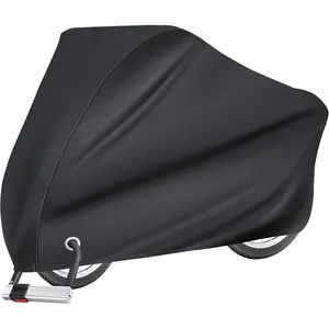 Bike Cover for 1 Bike, 190T Outdoor Waterproof Bicycle Covers Rain Sun UV Dust Wind Proof with Lock Hole for Mountain Road Electric Bike (Basic Black)