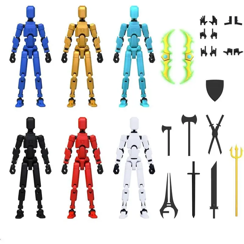 T13 Titan 6-Piece Collectible Articulated Action Figure Self-Build Set - Fully Poseable, Twistable Joints Invite Active Play, Non-Toxic, Decorative Screen-Free Toy, for Figure Photography, Gift Ideas for Kids, Adult Collectibles