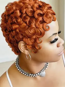 Short Curly Pixie Cut Wig, 350 99j, Human Hair Wig for Women, Daily Party Cosplay Use, Stylish and Versatile pixie wig, Fashion Wig