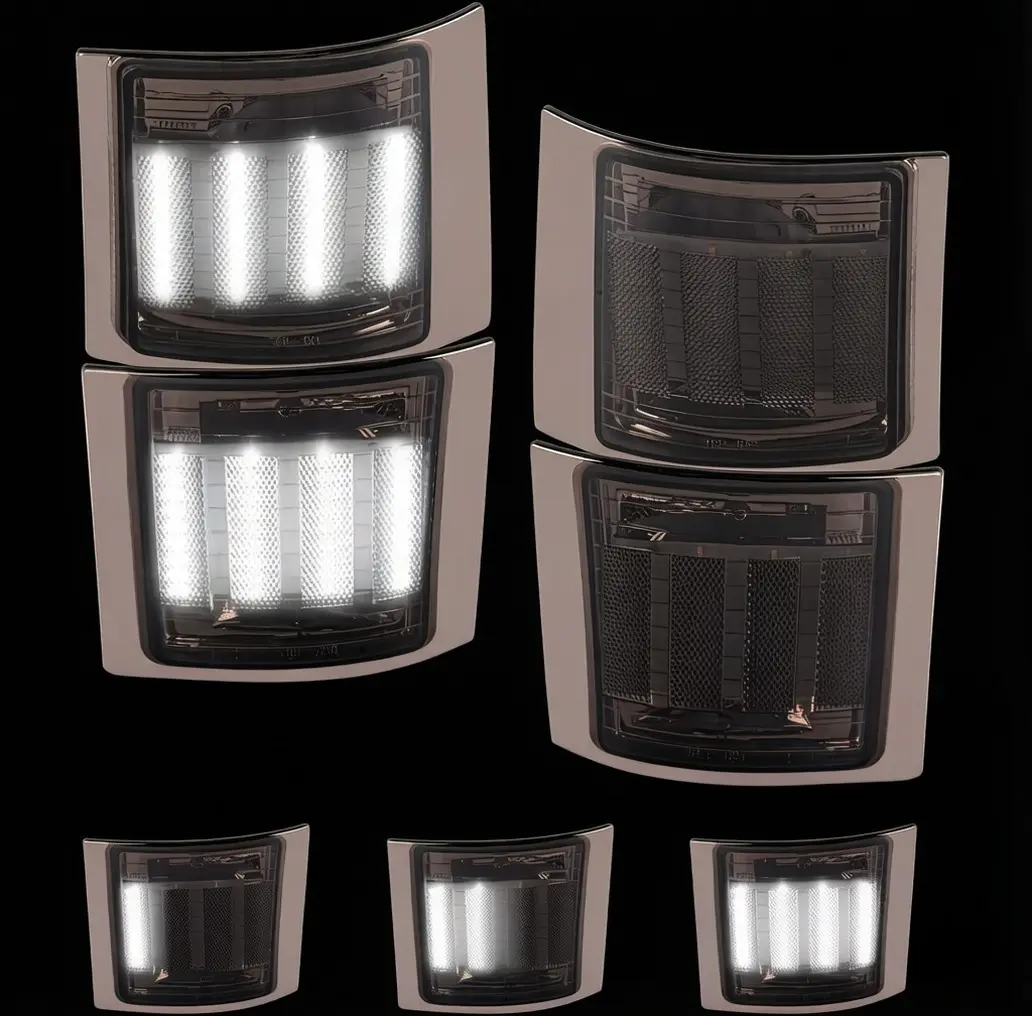 OSEHY Sequential White LED Corner Side Marker Turn Signal Lights for Chevy C/K 1500 2500 3500 1994-1998 C10 Pickup Truck Silverado Suburban Tahoe Front Grill Lights, 4PCS (Smoked Len)