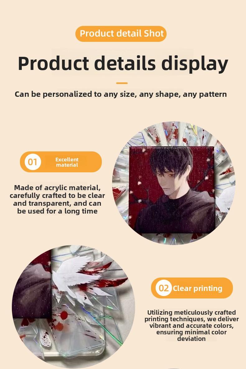 Bloody Shattered Glass Badge Holder Semi Transparent Acrylic Display Stand Decoration