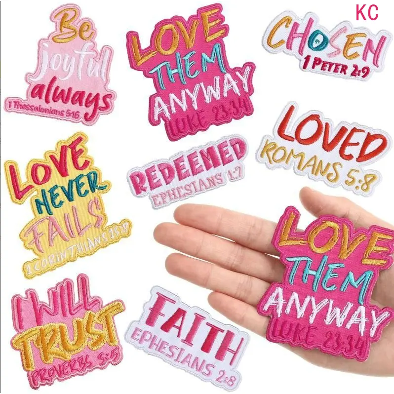 8Pcs 3 Inch Christian Bible Verse Embroidered Iron On Patches, Motivational Sew On Appliques For DIY Decoration On Hats Backpacks Jackets And Daily Clothing