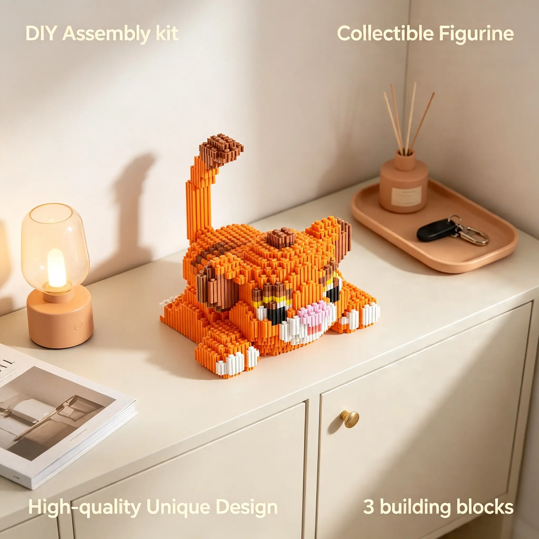 Leopard 3D Puzzle Building Block Decor, Ideal for Home Office Shelves, Party Decor, Perfect Gift, Handcrafted Decoration