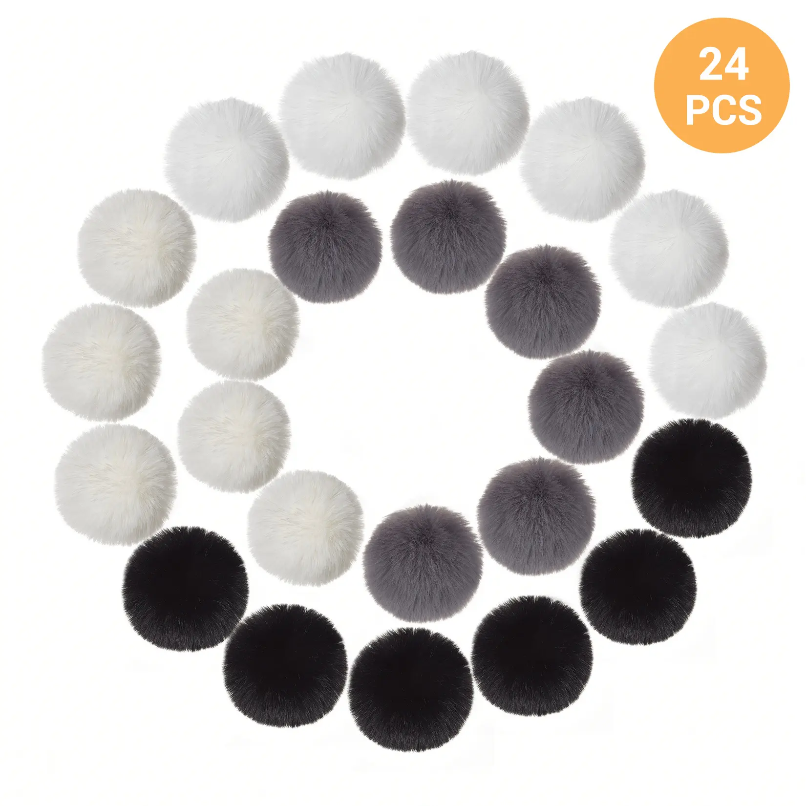 Soft Faux Rabbit Fur Pom Poms Set – Soft 7cm Yarn Storage for Knitting & Crochet – Ideal for Hats, Scarves, Bags – DIY Craft Embellishments – 24 Pack