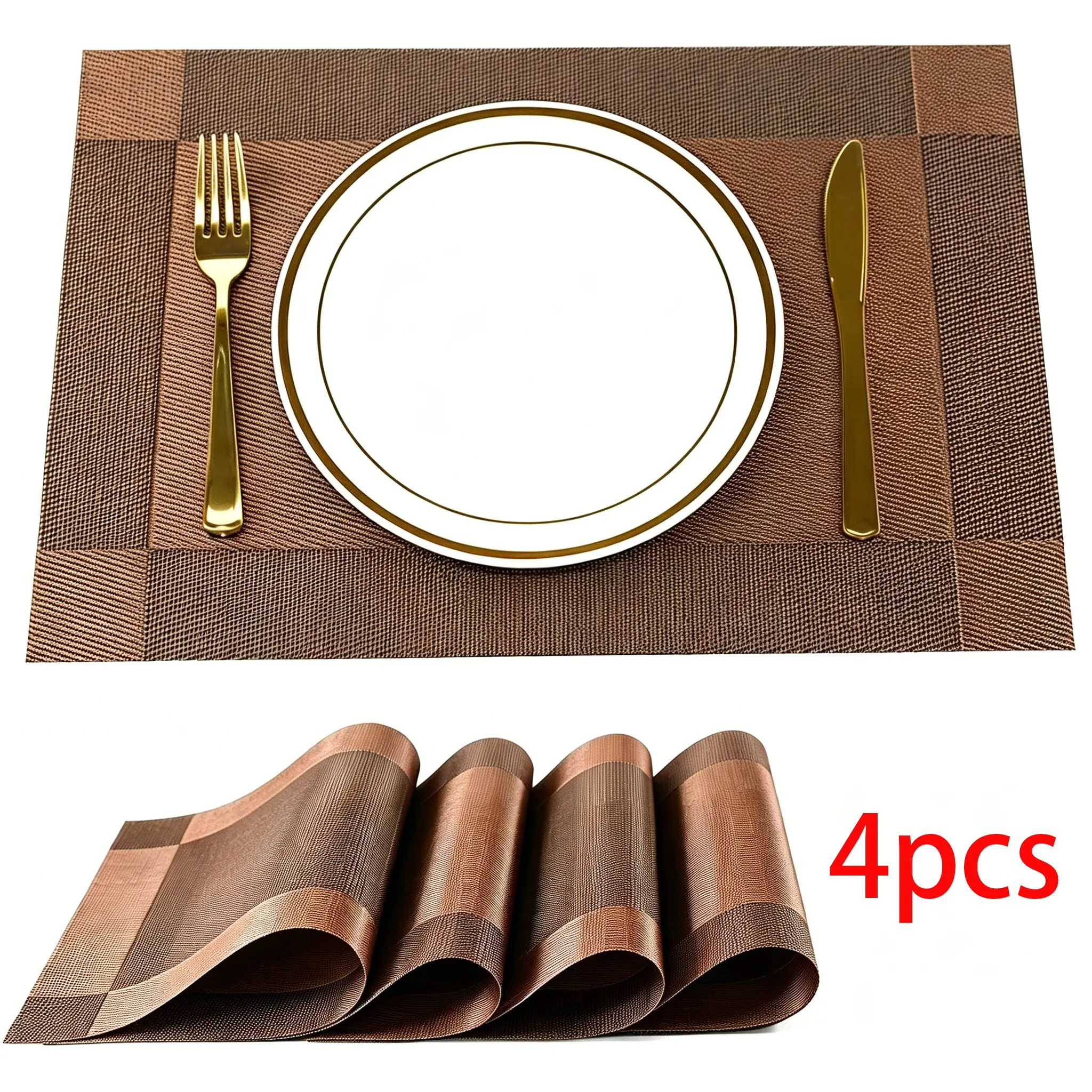 PVC Placemats Set of 4 Heat Insulation Dining Table Mat Waterproof Oil Proof Placemat Table Kitchen Decorative Household Placemat Home Party Hotel Accessories