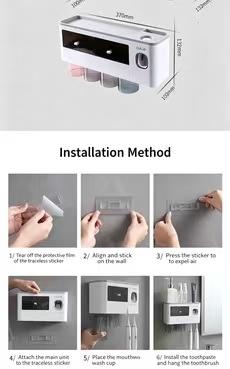 Toothbrush holder, toothbrushing cup, gargle cup, wall - mounted, no - drilling required for the bathroom, semi - transparent toothbrush set storage box set