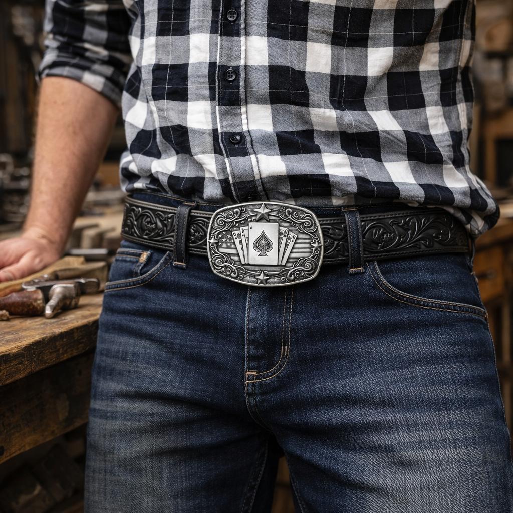 Western Belt Buckle for Men & Women, Vintage Cowboy Cowgirl Rodeo Buckle, Texas Longhorn Bull Goat Poker Horse Design, Retro Oval Metal Belt Buckle for Jeans, Country Western Fashion Accessory Gift