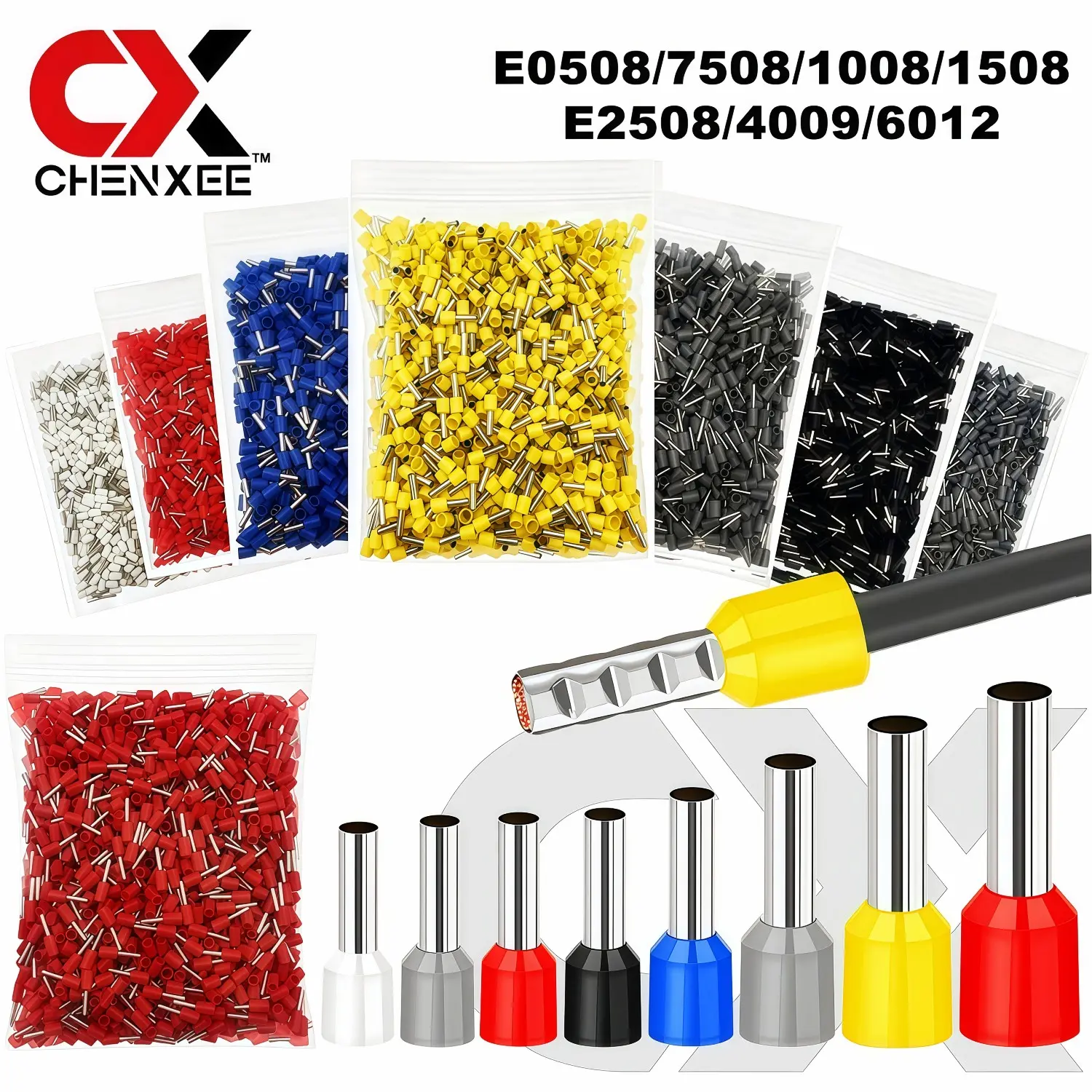 1000pcs Wire Crimp Terminals, 7 Sizes Multi-Color Connectors 22-10awg 0.5-6.0mm², Pin Terminals for Electrical Industrial Use, Crimping Terminals