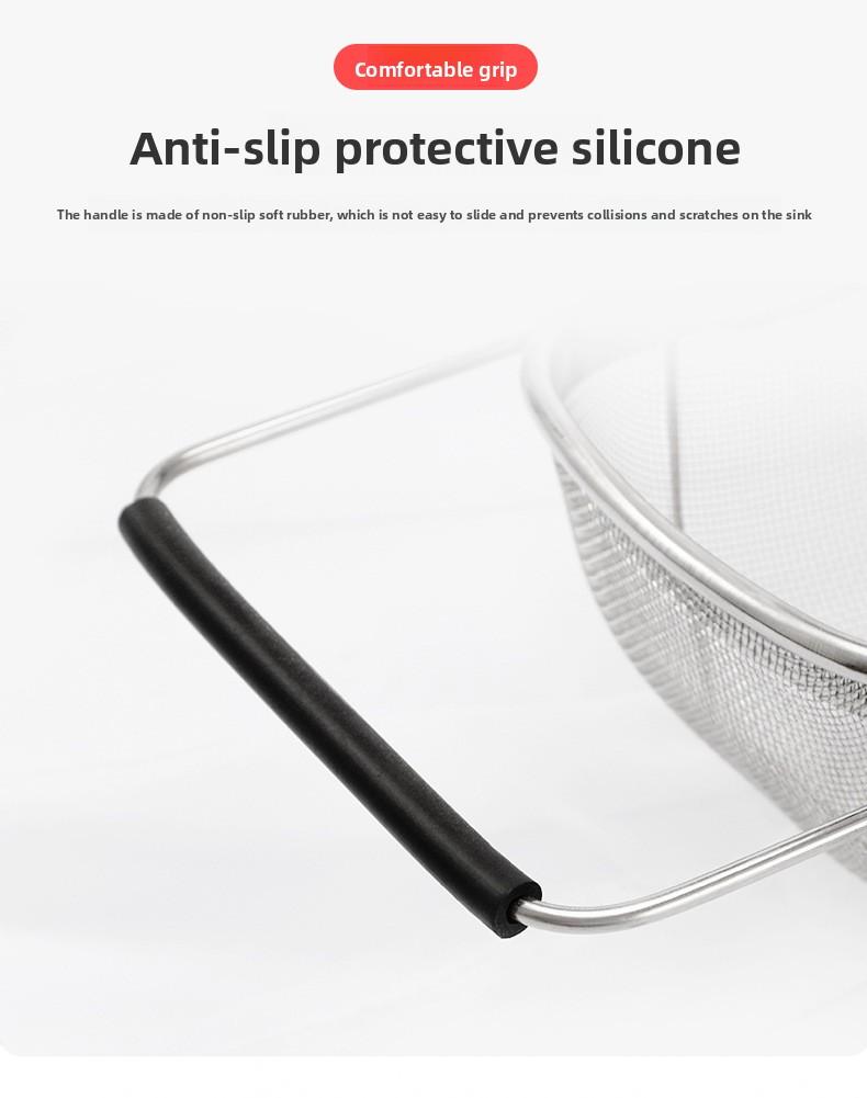 Stainless Steel Colander Strainer - 6-Quart Collapsible Colander with Expandable Rubber Handles - Rectangular Sieve, Fine Mesh Stainless Steel Strainers and Colanders for Kitchen