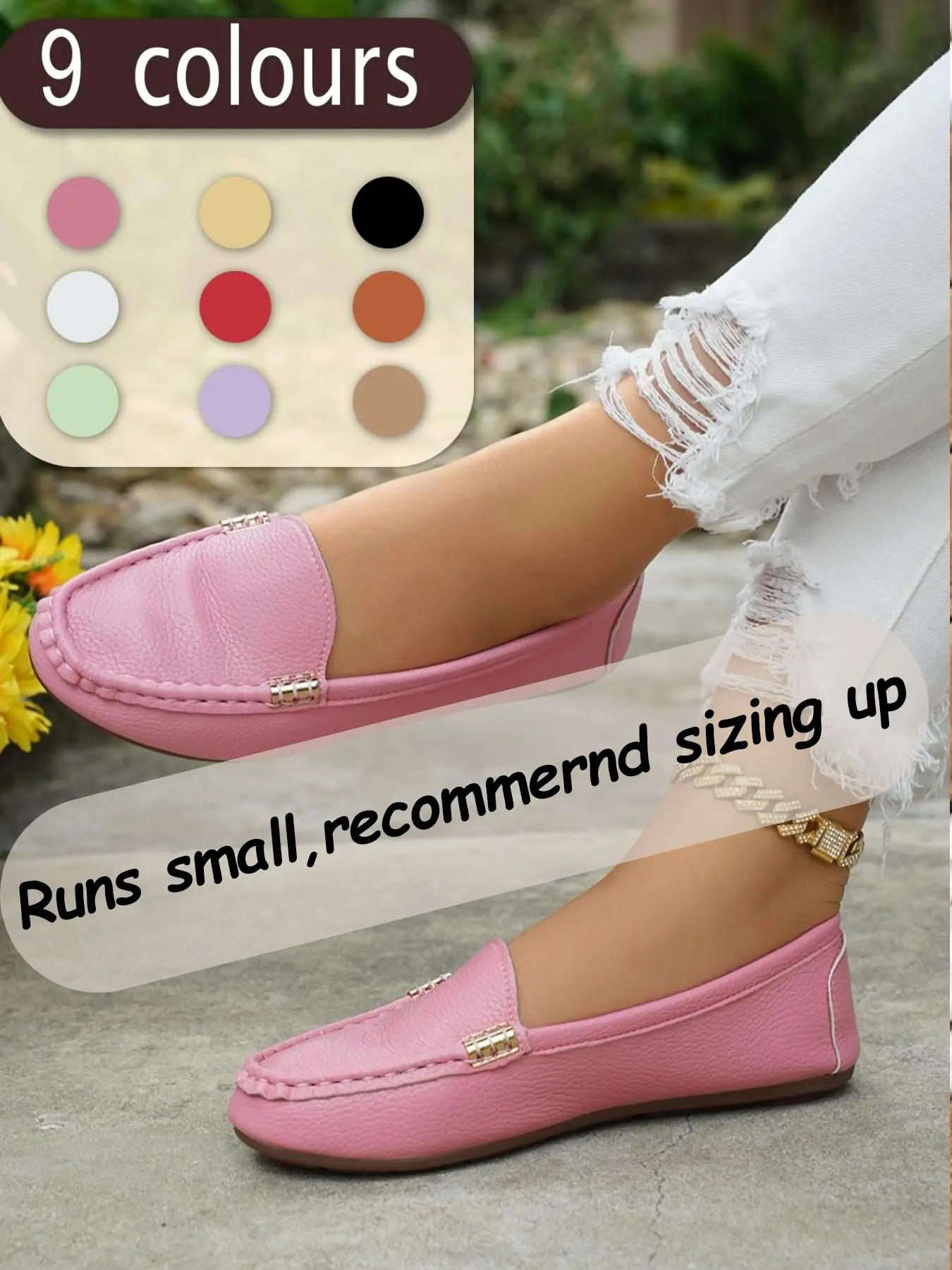 Women's Classic Plain Low Heel Shoes, Fashionable and Sexy, High-End Slanted Metal Chain Decoration, Round Toe Flat, Comfortable Casual Footwear, Everyday Wear Footwear, Slip On Flats
