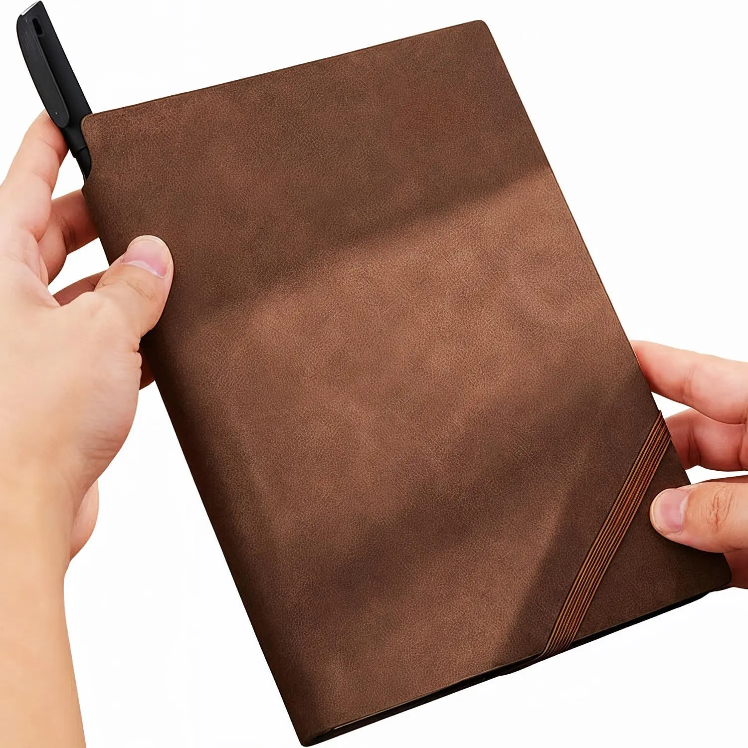 Faux Leather Notebook Journal - 200 Pages Lined Vegan Leather Journal for Writing, A5 Soft-Cover Journaling Notebook  Set with Pen for Travel, Office, Daily Writing