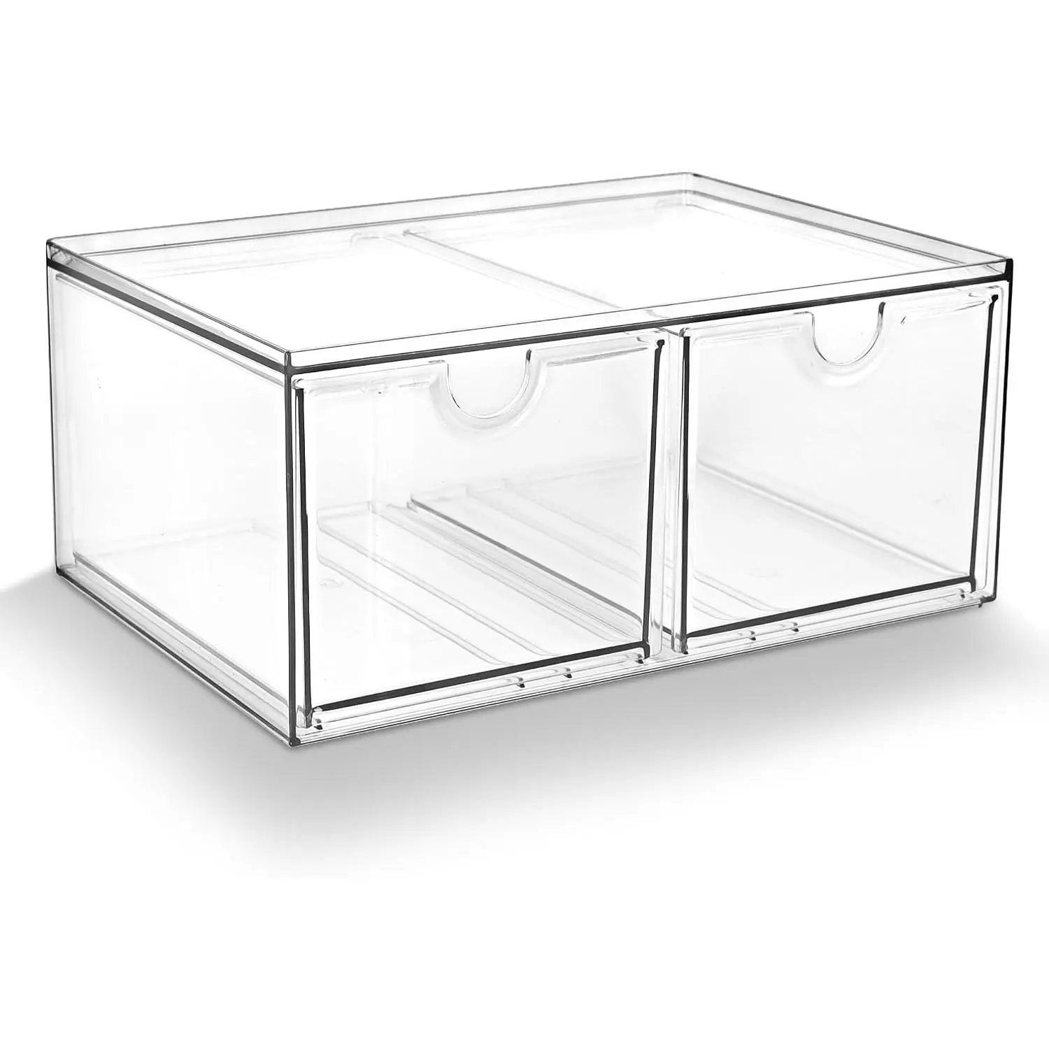 Stackable Clear Makeup Organizer  Storage Drawers with 2 Drawers for  Bathroom Office Desk Modular Drawer System for   Toiletries  Organization