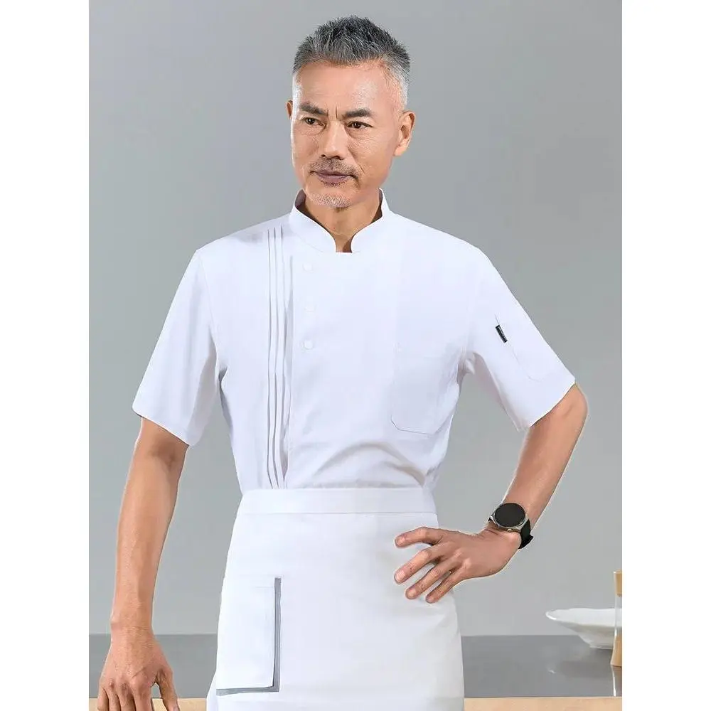 Hotel chef work uniform for summer Restaurant and catering kitchen baking chef uniforms for men and women, short-sleeved