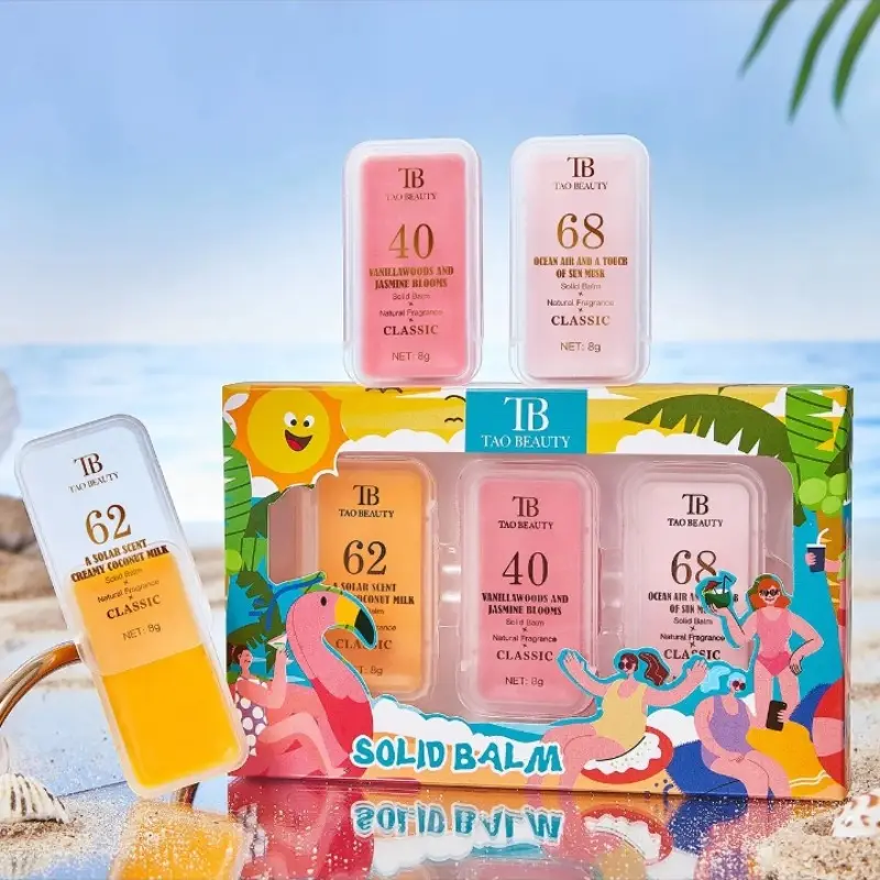 3-Piece Solid Perfume Set, Creamy Coconut Scent, Oceanic Fragrance, Jasmine Notes, Floral Perfume, Fresh & Invigorating, Ideal for Daily Use, Travel, Gift, Fragrance Sets