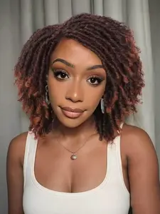 Dreadlock Wig for Women, Ombre Synthetic Afro Twist Braided Wig, Soft Dreads Locs Hair Wig, Curly Faux Locs, Daily Party Use, All Seasons