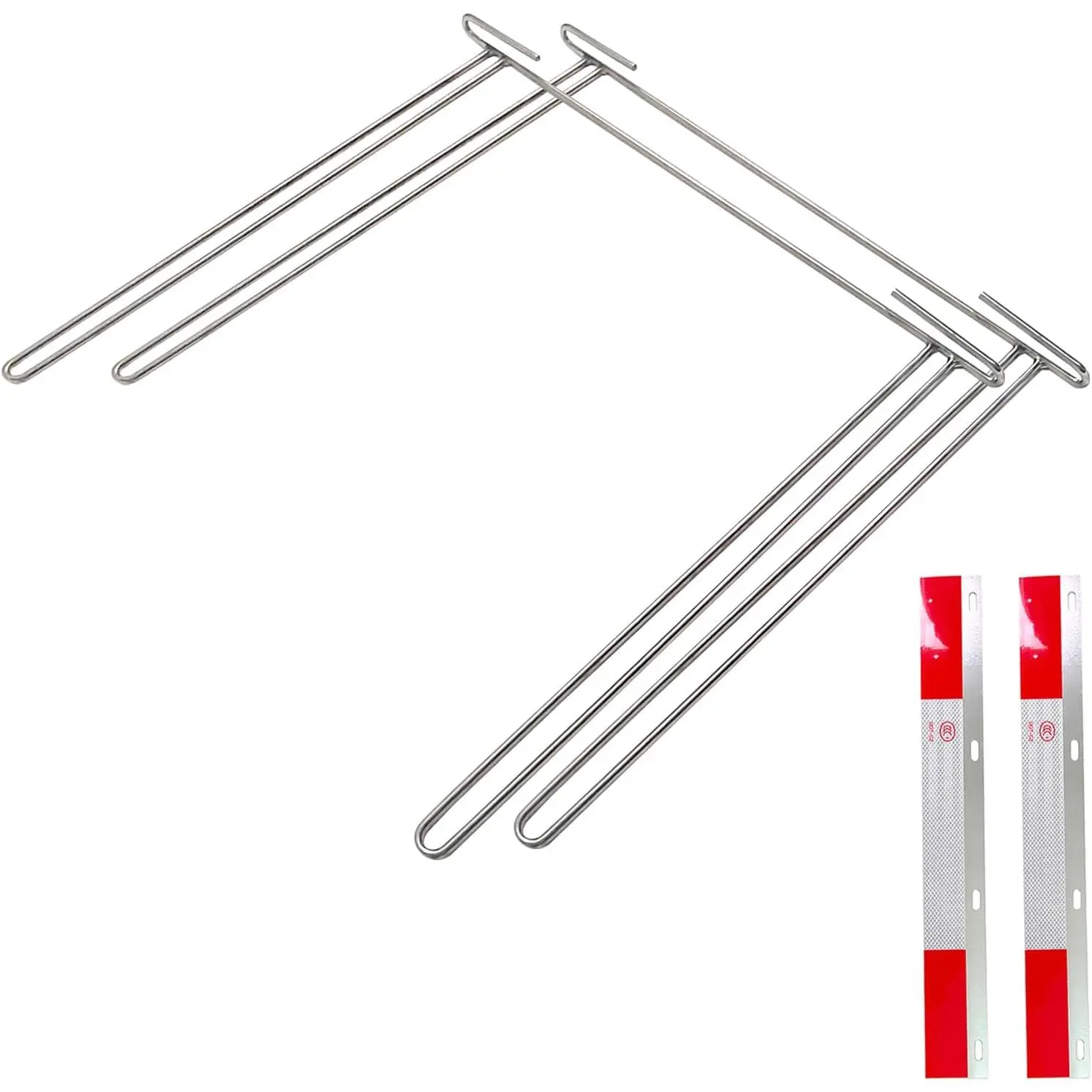 24 Inch Mud Flap Anti Sail Bracket Chrome Mudflap Hanger Holder 2 Pack with Aluminum Reflectors fit for Trucks and Trailers